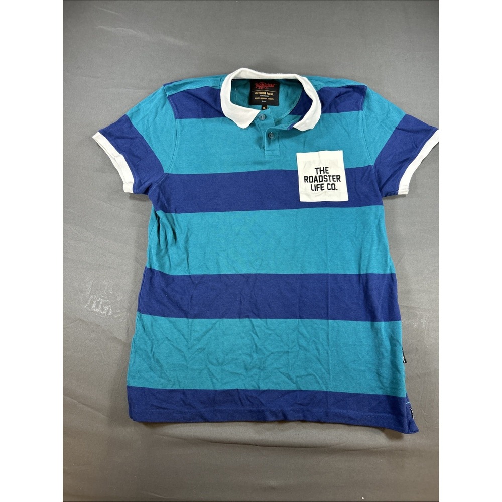 short-sleeve striped polo shirt from The Roadster Life Co. XL
